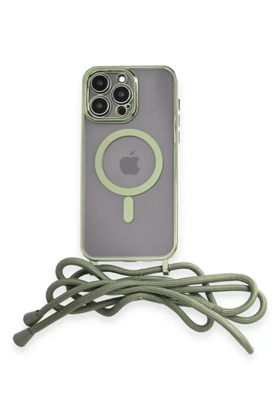 Newface Apple iPhone 12 Pro Kılıf Divo Lazer Askılı Magsafe Kapak - Koyu Yeşil ürün görseli 1