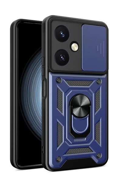 Newface Vivo Y27 Kılıf Pars Lens Yüzüklü Silikon - Lacivert ürün görseli 1