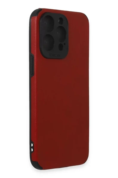 Newface Apple iPhone 15 Pro Max Kılıf Loop Deri Silikon - Kırmızı - Resim 2