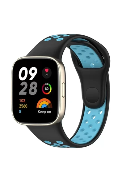 Newface Xiaomi Redmi Watch 3 Spor Delikli Kordon - Siyah-Mavi ürün görseli 1
