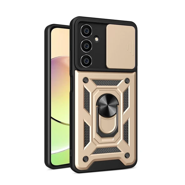 Galaxy A05 Kılıf Pars Lens Yüzüklü Silikon - Gold
