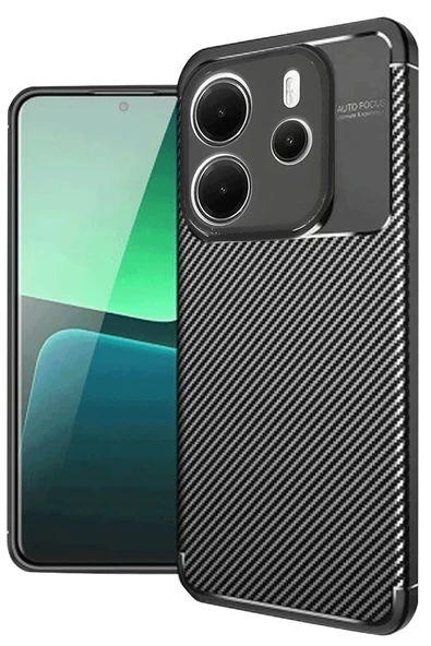 Newface Xiaomi Redmi Note 14 4G Kılıf Auto Focus Karbon Kapak - Siyah ürün görseli 1