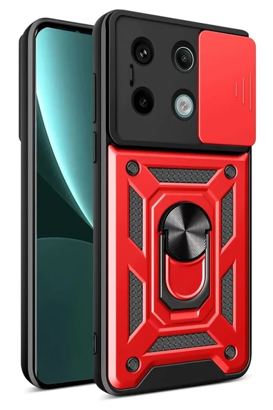 Newface Xiaomi Redmi Note 13 Pro 4G Pars Lens Yüzüklü Silikon - Kırmızı ürün görseli 1