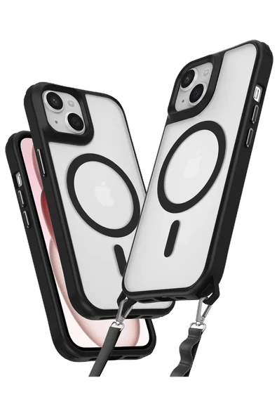 Newface Apple iPhone 14 Kılıf Enka Magsafe Silikon Kılıf - Siyah ürün görseli 1