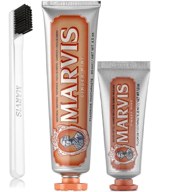 Marvis Ginger Mint 3'lü 85 ml + 25 ml + Marvis Yumuşak Diş Fırçası ürün görseli 1
