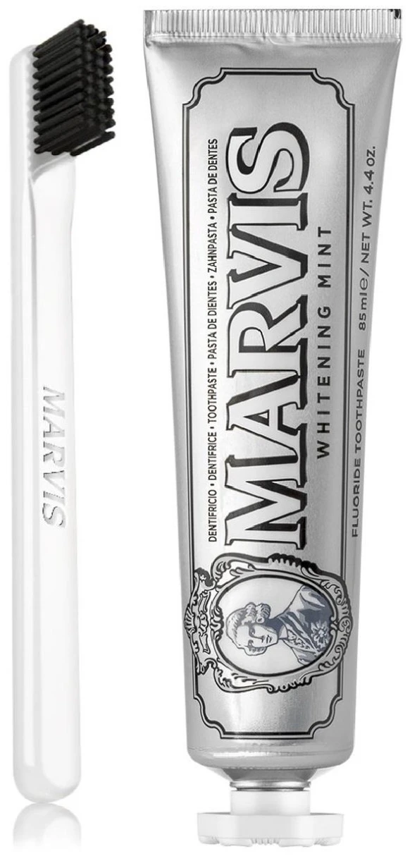 Marvis Whitening Mint Beyazlatıcı Diş Macunu 85 ml ve Marvis White Soft Diş Fırçası ürün görseli 1