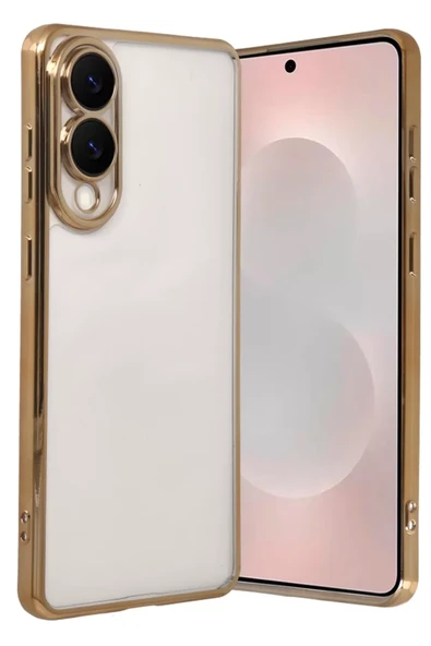 Newface Samsung Galaxy S25 Edge Razer Lensli Silikon - Gold ürün görseli 1