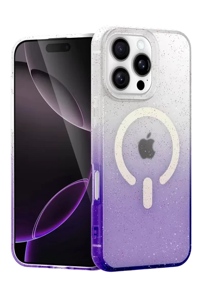 Newface Apple iPhone 16 Pro Max Pummel Shiny Magsafe Kapak - Mor ürün görseli 1