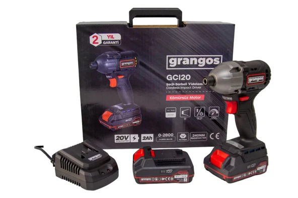 Grangos Gci20-T2 20V 2 Ah Çift Akülü Darbeli Vidalama ürün görseli 1