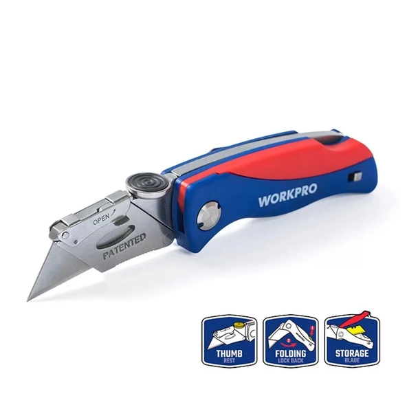 Workpro Wp211006 Ağır Hizmet Paslanmaz Çelik Gövde Katlanır Rötuş Maket Bıçağı + 6 Adet Yedek ürün görseli 1