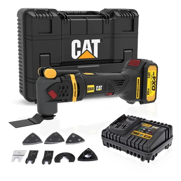 Cat Dx41 18Volt/4.0Ah Li-Ion Tek Akülü Kömürsüz Profesyonel Çok Amaçlı Devir Ayarlı Raspalama+14 Adet Aksesuar ürün görseli 1
