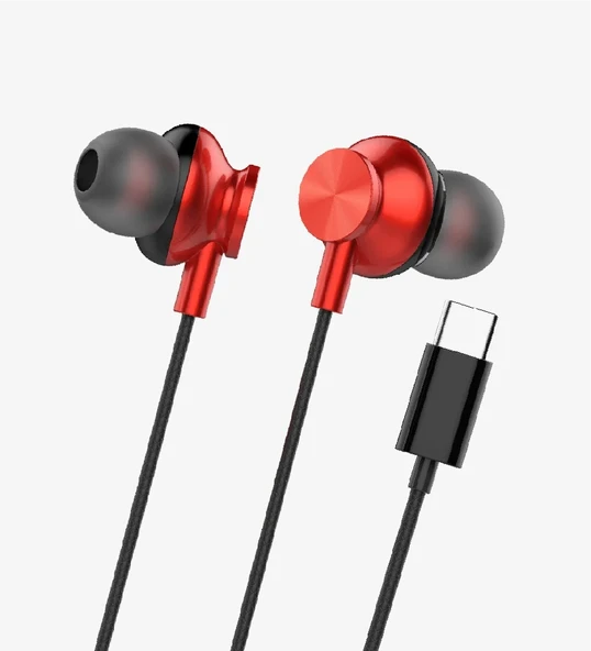 Linktech H341 Mikrofonlu Kulak İçi Tip-C Kablolu Kulaklık Kırmızı ürün görseli 1