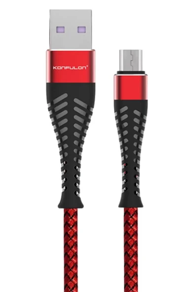 Konfulon S61 Micro USB Kablo 1.2M 2.1A - Kırmızı ürün görseli 1