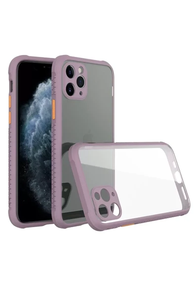 Newface Apple iPhone 11 Pro Max Kılıf Miami Şeffaf Silikon - Açık Mor ürün görseli 1