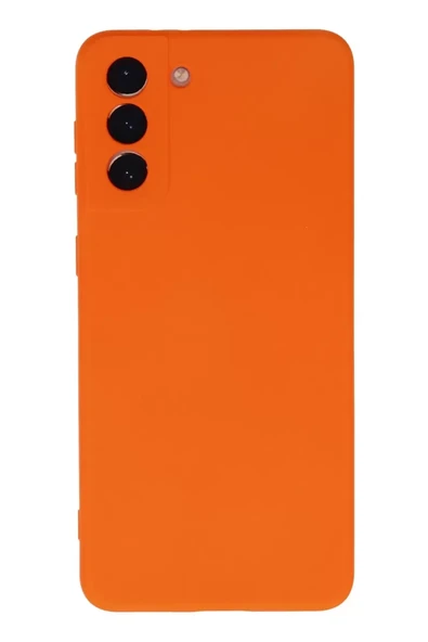 Newface Samsung Galaxy S21 Plus Kılıf Nano içi Kadife Silikon - Turuncu ürün görseli 1