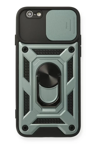 Newface Apple iPhone 6 Kılıf Pars Lens Yüzüklü Silikon - Yeşil ürün görseli 1