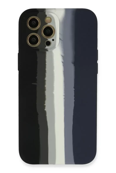 Newface Apple iPhone 12 Pro Kılıf Ebruli Lansman Silikon - Siyah-Lacivert ürün görseli 1