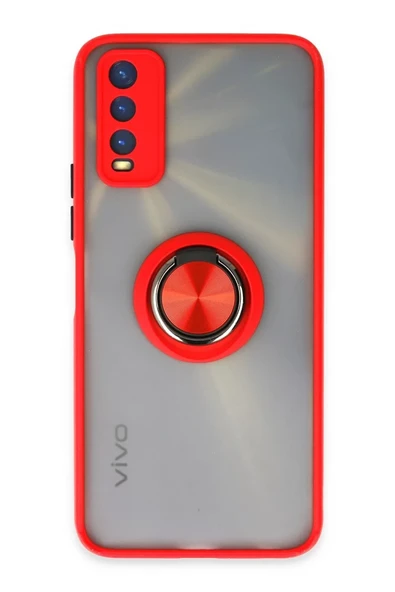 Newface Vivo Y11S Kılıf Montreal Yüzüklü Silikon Kapak - Kırmızı ürün görseli 1