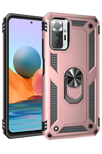 Newface Xiaomi Redmi Note 10 Pro Kılıf Sofya Yüzüklü Silikon Kapak - Rose ürün görseli 1