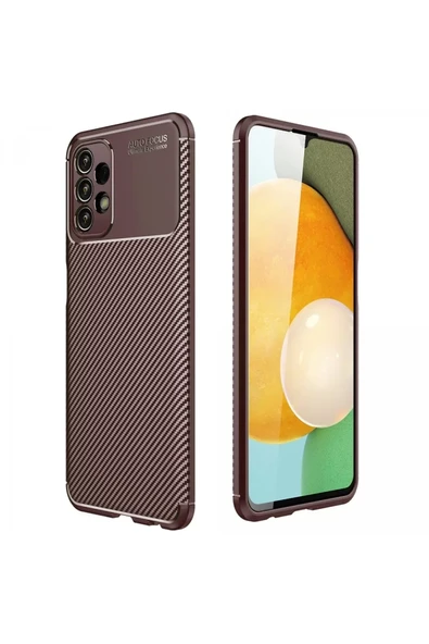 Newface Samsung Galaxy A13 4G Kılıf Auto Focus Karbon Kapak - Kahverengi ürün görseli 1