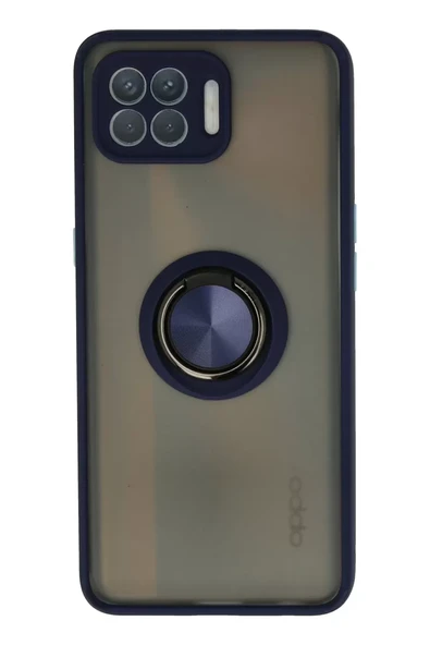 Newface Oppo Reno 4 Lite Kılıf Montreal Yüzüklü Silikon Kapak - Lacivert ürün görseli 1