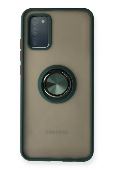 Newface Samsung Galaxy A02S Kılıf Montreal Yüzüklü Silikon Kapak - Yeşil ürün görseli 1