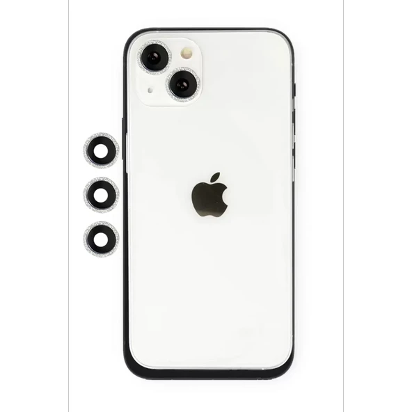 Newface Apple iPhone 14 Shine Kamera Lens - Gümüş - Resim 2