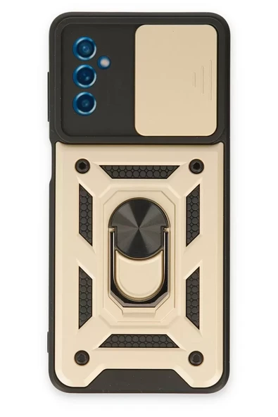 Newface Samsung Galaxy M52 5G Kılıf Pars Lens Yüzüklü Silikon - Gold ürün görseli 1