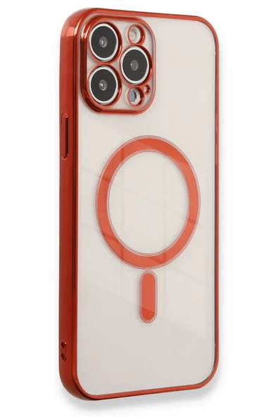 Newface Apple iPhone 13 Pro Max Kılıf Magneticsafe Lazer Silikon - Kırmızı ürün görseli 1