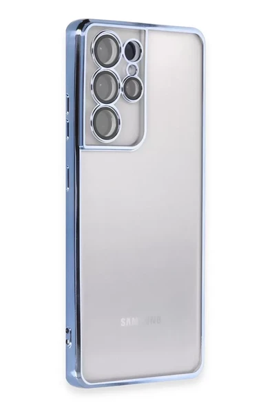 Newface Samsung Galaxy S21 Ultra Kılıf Razer Lensli Silikon - Açık Mavi ürün görseli 1