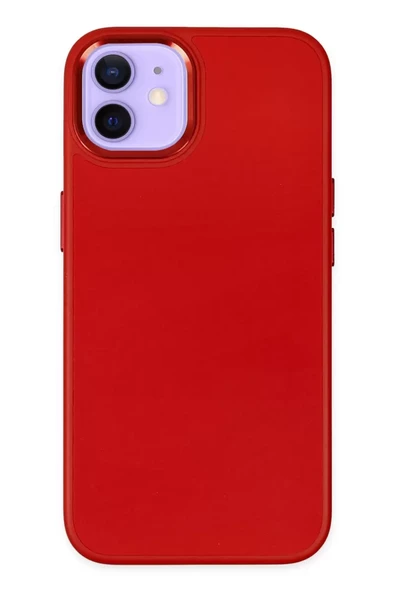 Newface Apple iPhone 12 Kılıf Asya Deri Silikon - Kırmızı ürün görseli 1