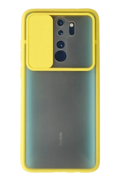 Newface Xiaomi Redmi Note 8 Pro Kılıf Palm Buzlu Kamera Sürgülü Silikon - Sarı ürün görseli 1