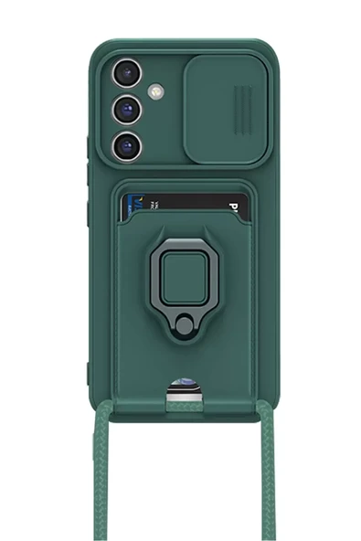 Newface Samsung Galaxy A25 5G Kılıf Zuma Kartvizitli Yüzüklü Silikon - Yeşil ürün görseli 1