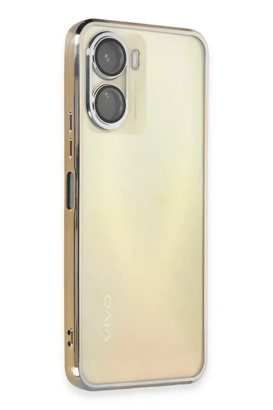 Newface Vivo Y16 Kılıf Razer Lensli Silikon - Gold ürün görseli 1