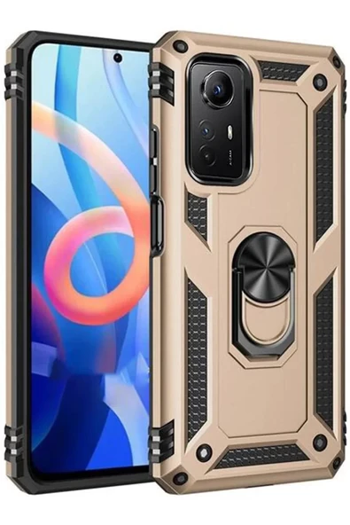 Newface Xiaomi Redmi Note 12S Kılıf Sofya Yüzüklü Silikon Kapak - Gold ürün görseli 1