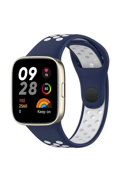 Newface Xiaomi Redmi Watch 3 Spor Delikli Kordon - Lacivert-Beyaz ürün görseli 1