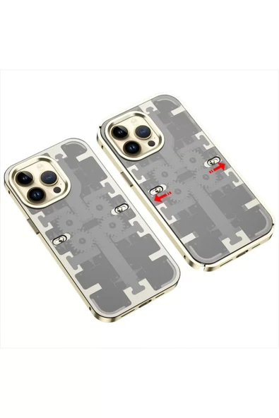 Newface Apple iPhone 14 Pro Kılıf Mekanik Bumper Kapak - Gold ürün görseli 1