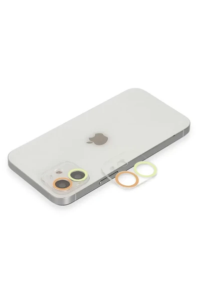 Newface Apple iPhone 12 Mini Renkli Kamera Lens Koruma Cam - Sarı-Turuncu ürün görseli 1