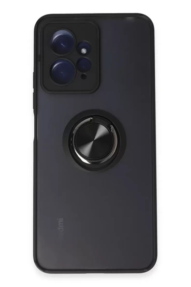 Newface Xiaomi Redmi Note 12 4G Kılıf Montreal Yüzüklü Silikon Kapak - Siyah ürün görseli 1