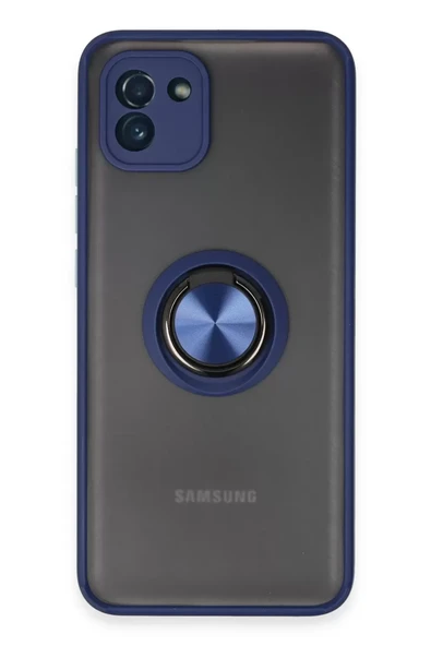 Newface Samsung Galaxy A03 Kılıf Montreal Yüzüklü Silikon Kapak - Lacivert ürün görseli 1