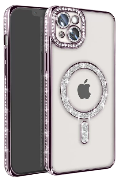Newface Apple iPhone 14 Kılıf Joke Simli Magneticsafe Kılıf - Pembe ürün görseli 1