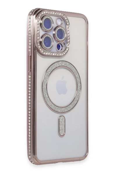 Newface Apple iPhone 15 Pro Max Kılıf Joke Simli Magneticsafe Kılıf - Pembe ürün görseli 1