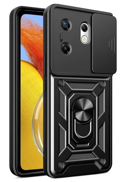 Newface İnfinix Zero 30 4G Kılıf Pars Lens Yüzüklü Silikon - Siyah ürün görseli 1