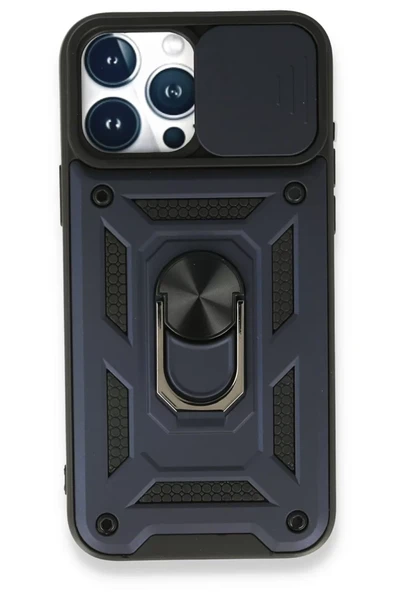 Newface Apple iPhone 15 Pro Max Kılıf Pars Lens Yüzüklü Silikon - Lacivert ürün görseli 1