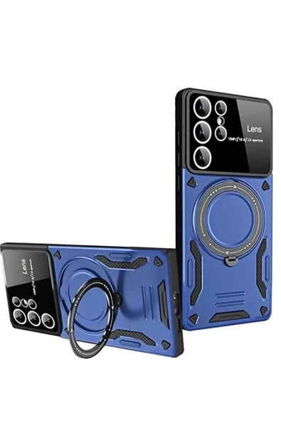 Newface Samsung Galaxy S24 Ultra Kılıf Joy Lens Standlı Kapak - Lacivert ürün görseli 1