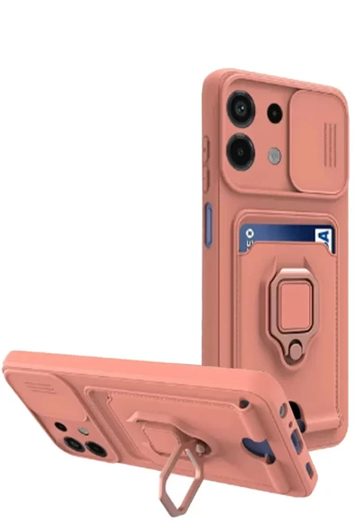 Newface Xiaomi Redmi Note 13 4G Kılıf Zuma Kartvizitli Yüzüklü Silikon - Pembe ürün görseli 1