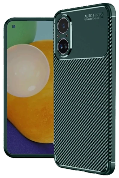 Newface Realme 12 Lite Kılıf Auto Focus Karbon Kapak - Koyu Yeşil ürün görseli 1