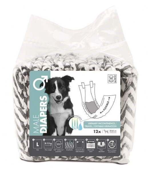 M-PETS DIAPERS ERKEK KÖPEKLER İÇİN KÜLOT (L) 12Lİ ürün görseli 1