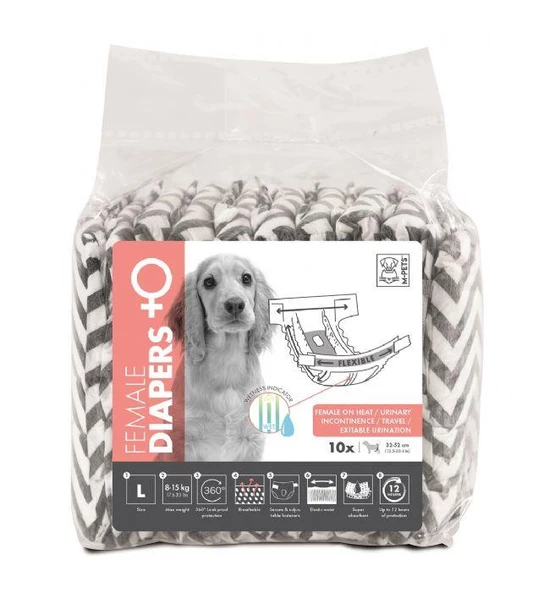 M-PETS DIAPERS DİŞİ KÖPEKLER İÇİN KÜLOT (L) 10LU ürün görseli 1