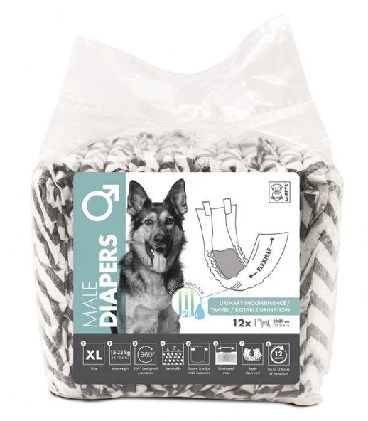 M-PETS DIAPERS ERKEK KÖPEKLER İÇİN KÜLOT (XL) 12Lİ ürün görseli 1